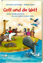 Auf dem Cover ist eine Insel zu sehen, auf der sich Menschen und Tiere gemeinsam versammelt haben. 